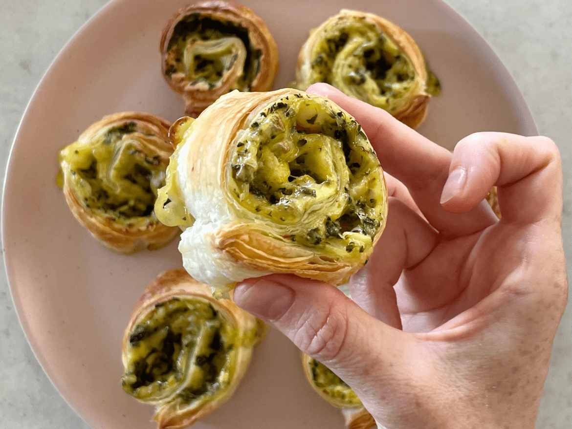 Cheesy Green Pinwheels