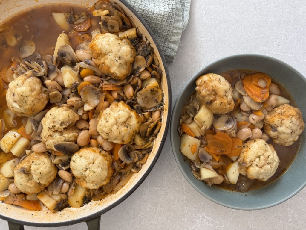 The Easiest Vegan Stew and Dumplings