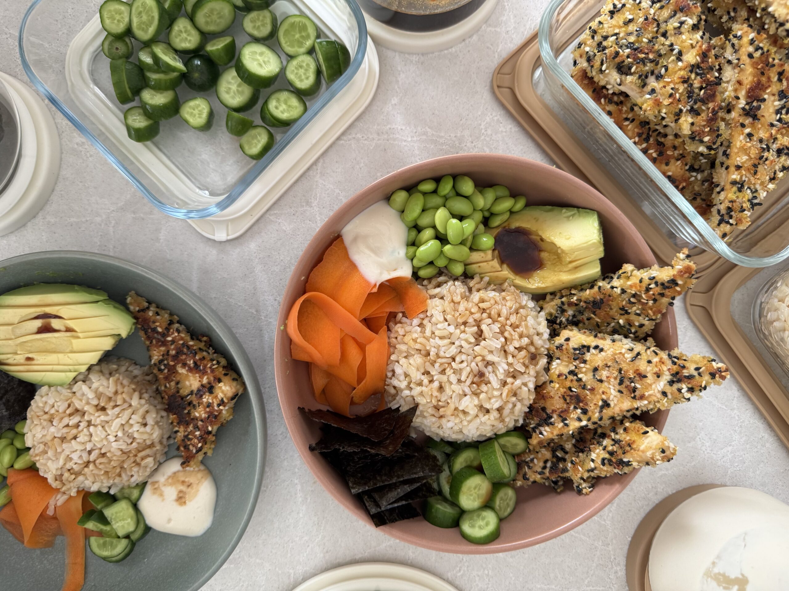VEGAN POKE BOWL WITH SESAME CRUSTED TOFU