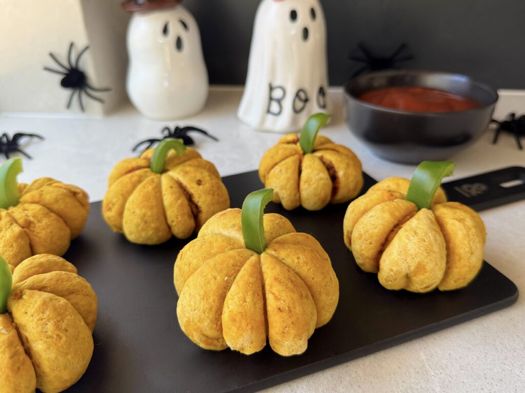 Stuffed Halloween Pizza Pumpkins