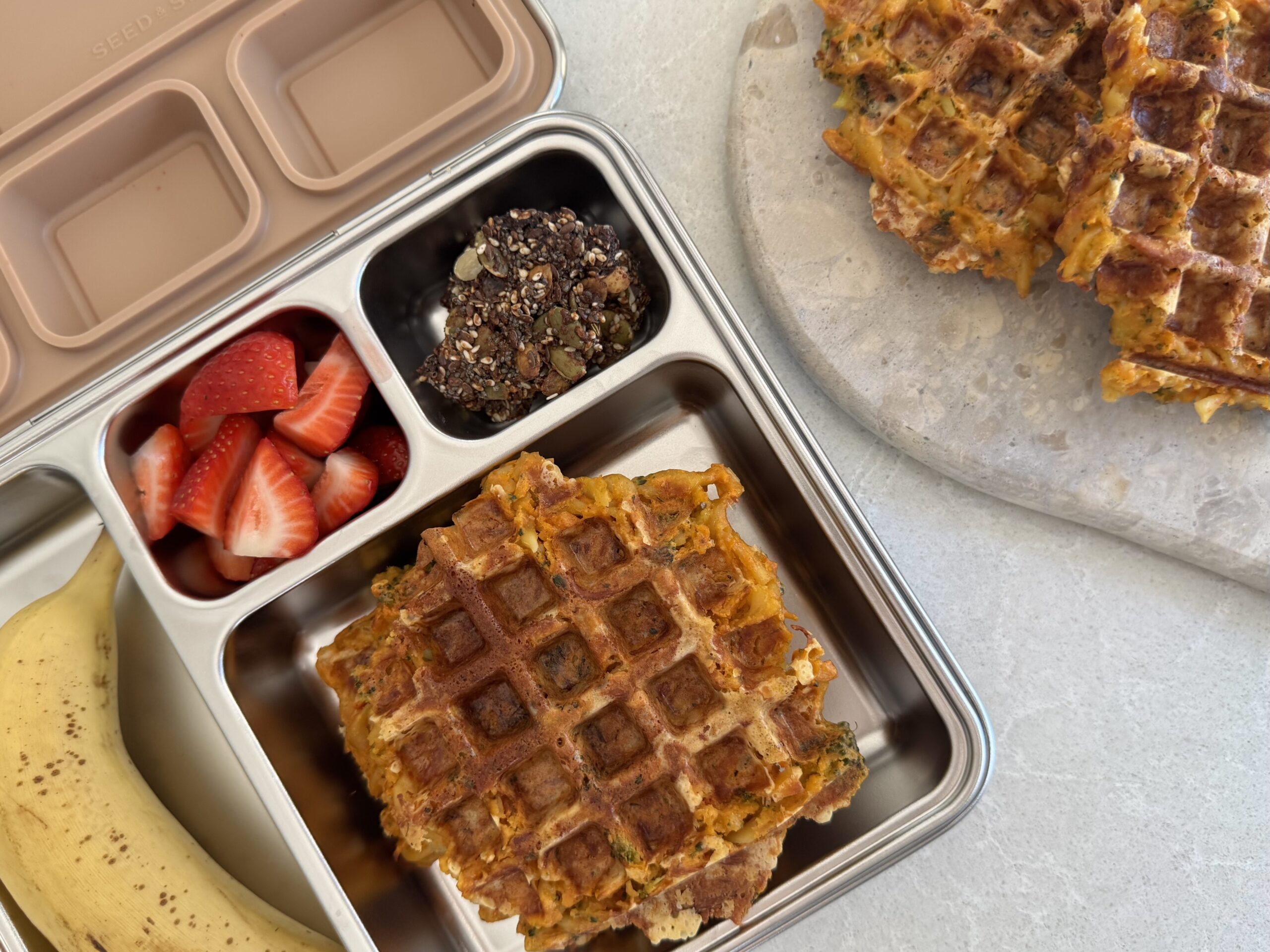 Veggie Packed Pasta Waffles