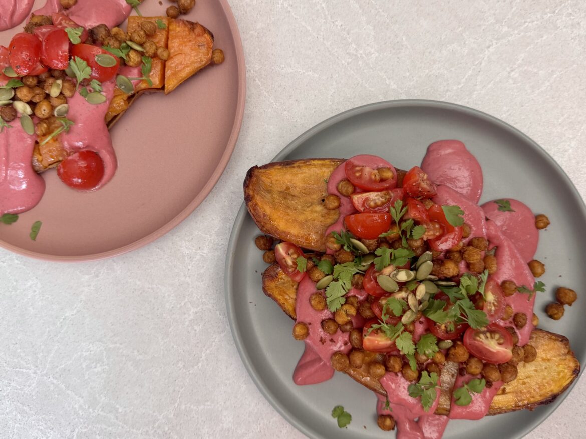 Baked Sweet Potato with Crispy Chickpeas