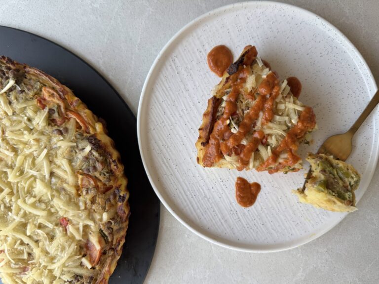 Potato Crust Lentil & Veggie Quiche