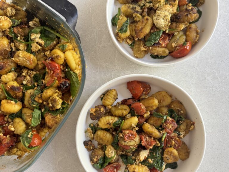 Crispy Gnocchi Pesto Tray Bake