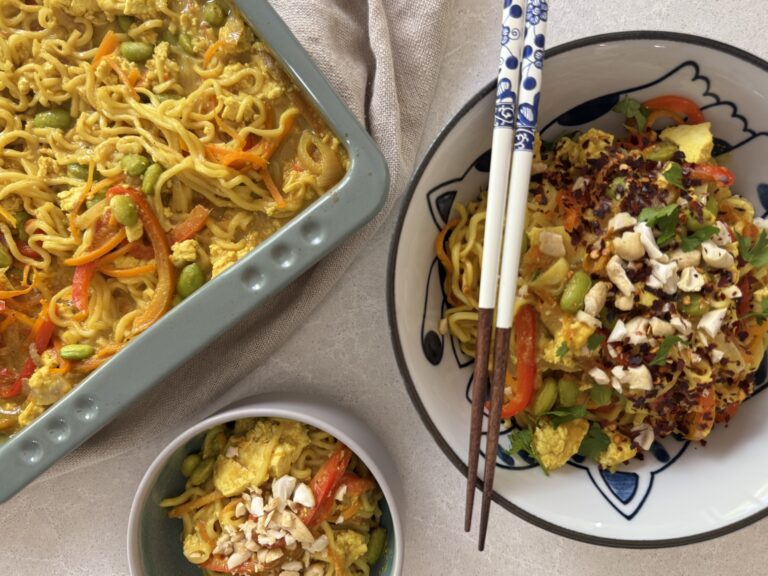 One Pan Satay Ramen Bake