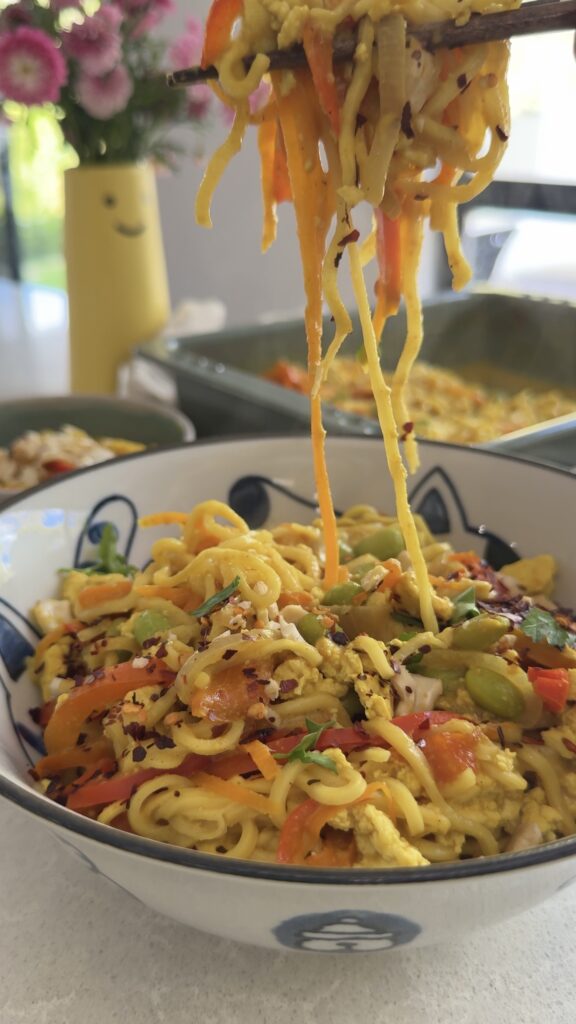One Pan Satay Ramen Bake
