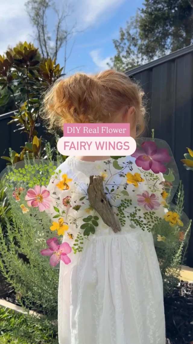 🧚🌸 DIY Real Flower Fairy Wings 🧚🌸

My favourite DIY to date, & 12’months on they still look new & colourful! 

YOU NEED:
1 piece of A4 paper
Collection of flowers & leaves for pressing (plus paper towel, baking paper, & a large microwave-safe dish)
2 A4 laminate pouches
Laminator
Hot glue gun (or super glue)
2 ribbons or 2 strips of elastic to make straps
One wide stick or piece of driftwood

HOW TO:
1. Start by drying the flowers/leaves: fold a piece of baking paper in half (roughly the size of your dish), then place the flowers on one half & cover. Add a layer of paper towel on either side, then press them down with a heavy dish on top. Microwave in 30-second bursts (about 5–10 rounds), opening the microwave between rounds to let steam out & every few rounds lifting the dish to remove steam from the paper, until the flowers are fully dry. The number of rounds depends on how thick/wet the flowers are

2. Draw your wing template: on an A4 piece of paper, draw a wing shape however you like & leave space to add a small rectangle or tab in the middle where the two wings will meet (to glue them together later)

3. Lay a laminating pouch on top of the template on a chopping board, open it, add flowers within the wing space, then laminate & repeat (flip the paper over to create the opposite wing). Trace the outline of the wing with pen, then cut the wings out (stack them on top of each other if you want them perfectly even).

4. Join the wings together with the tabs overlapping using hot glue, then add straps on the same side you’ve glued them together (we made straps using 2 pieces of elastic, folding the ends together to create the loop & sewing them. You can use 2 large ribbons if you prefer tying them on)

5. Flip the wings over & add your piece of driftwood as the centrepiece of the wings to hide the glue & give your wings a rustic, natural look
🧚🧚🧚
.
.
.
.
.
.
#homemade #kidscraft #fairywings #toddlermum #diycrafts