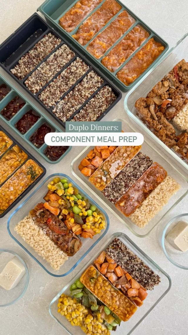 In case you missed this last time…. 

THIS IS THE ULTIMATE WAY TO MEAL PREP FOR BUSY FAMILIES 🙌🏼

This is what I’m calling Duplo Dinners, and it has completely changed the way I freeze and prep meals. Instead of freezing one full meal, you prep and freeze each component separately: grains, sauces, proteins, and veggies… like building blocks.

Then, when you need a quick meal, you can mix and match different combos to create endless healthy, nourishing, and varied dinners or lunches (& your kids can pick what they want, or for when they don’t like what’s on offer for dinner). It’s like having your own little satisfying adult Lego set in the freezer 🙌🏼. This whole meal prep was done over the space of a month, so each time I cook something like curry, tacos, chilli, or grains and veg, I make enough for an extra meal or two so there’s extras to stick the freezer with. 

We used the 100ml meal prep freezer containers from @seedandsproutco which are the perfect portion size: I find 3 blocks (a protein, a grain, and a veg base) works for our 4 year old and 5-6 blocks works for adults. Then you just pop them in your glass container, defrost when you’re ready, warm it up and enjoy! 

In this reel I made up a taco bowl, a curry bowl with two curries, and a curry and veg mix so there was 3 simple and similar, but different, meals made at once. The recipes I had stocked in this stash are:

🌶 Channa Masala
🍛 Lentil Dahl with spinach 
🌮 Taco mix with mushroom and peppers
🥣 Vegan Sour Cream
🍠 Roasted Sweet Potato
🥬 Greens 
🌽 Black peppered corn kernels
🍚 Quinoa
🍘 Brown Rice

Let’s get the freezers stocked - if you’ve got any ideas I’d love to hear them ⬇️ and if you want these recipes pop “DUPLO” in the comments and I’ll send DM you the 🔗 
.
.
.
.
#mealprep #blw #foodprep #veganfamily #familyfood