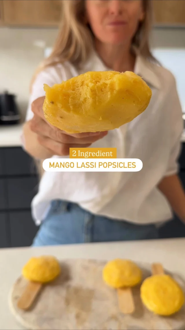 🥭 MANGO LASSI ICECREAMS ✨

What’s a better way to have a mango icecream than in a mango cheek shape… there is none. These Mango Lassi Icecreams take 5 minutes to prep, they’re creamy, baby-friendly (6+ months), and naturally sweet. 

INGREDIENTS:
2 Mangoes (the flesh - about 600g diced)
1/2 cup of unsweetened coconut yoghurt
Optional: seeds from 2–4 cardamom pods

Other optional add-ins: a tiny grate of fresh ginger, a squeeze of lime, or a pinch of turmeric

HOW TO:
1. Carefully score and scoop out the mango cheeks (we’re using the cheeks as the popsicle moulds!). Trim around the seed to get all that extra mango goodness.
2. Add mango flesh, coconut yoghurt, and any optional flavours into a blender. Blend until completely smooth.
3. In the centre of each mango cheek, slice a small line just wide enough for your popsicle stick. Insert the stick halfway.
4. Place the cheeks on a tray. Pour the mango mix into each cheek, nudging it under the stick and smoothing the top so it keeps its classic mango shape.
5. Freeze for 4 hours or overnight, until completely set.
6. Pop out and enjoy
.
.
.
.
#mango #blw #easyrecipes #toddlersnacks #popsicle