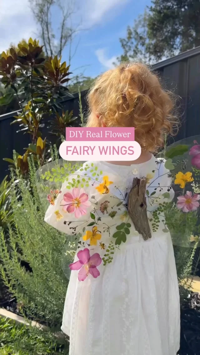 🧚🌸 DIY Real Flower Fairy Wings 🧚🌸

My favourite DIY to date, & 18 months on they still look new & colourful! 

YOU NEED:
1 piece of A4 paper
Collection of flowers & leaves for pressing (plus paper towel, baking paper, & a large microwave-safe dish)
2 A4 laminate pouches
Laminator
Hot glue gun (or super glue)
2 ribbons or 2 strips of elastic to make straps
One wide stick or piece of driftwood

HOW TO:
1. Start by drying the flowers/leaves: fold a piece of baking paper in half (roughly the size of your dish), then place the flowers on one half & cover. Add a layer of paper towel on either side, then press them down with a heavy dish on top. Microwave in 30-second bursts (about 5–10 rounds), opening the microwave between rounds to let steam out & every few rounds lifting the dish to remove steam from the paper, until the flowers are fully dry. The number of rounds depends on how thick/wet the flowers are

2. Draw your wing template: on an A4 piece of paper, draw a wing shape however you like & leave space to add a small rectangle or tab in the middle where the two wings will meet (to glue them together later)

3. Lay a laminating pouch on top of the template on a chopping board, open it, add flowers within the wing space, then laminate & repeat (flip the paper over to create the opposite wing). Trace the outline of the wing with pen, then cut the wings out (stack them on top of each other if you want them perfectly even).

4. Join the wings together with the tabs overlapping using hot glue, then add straps on the same side you’ve glued them together (we made straps using 2 pieces of elastic, folding the ends together to create the loop & sewing them. You can use 2 large ribbons if you prefer tying them on)

5. Flip the wings over & add your piece of driftwood as the centrepiece of the wings to hide the glue & give your wings a rustic, natural look
🧚🧚🧚
.
.
.
.
.
.
#homemade #kidscraft #fairywings #toddlermum #diycrafts